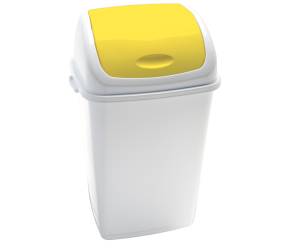 Pattumiera con coperchio basculante 44x33x68 cm 50 lt bianco giallo - 708