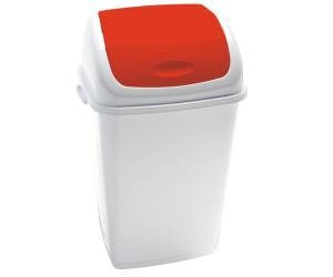 Pattumiera con coperchio basculante Rif 44x33x68 cm 50 lt bianco rosso Medial 909057 - 719