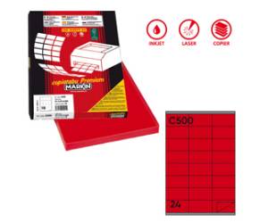 Etichette adesive C 500 in carta permanenti 70 x 36 mm 100 fogli rosso - 1571