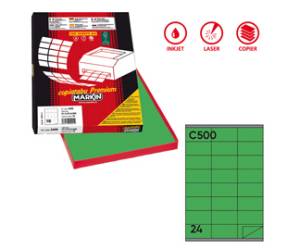 Etichette adesive C 500 in carta permanenti 70 x 36 mm 100 fogli verde - 1574