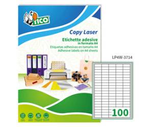 Etichette adesive LP4 W in carta angoli arrotondati permanenti 37 x 14 mm bianco 100 fogli - 1595