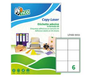Etichette adesive LP4W carta angoli arrotondati permanenti 99,1 x 93,1 mm 6 etichette per foglio 100 fogli bianco LP4W 9993 - 1639