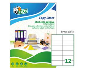 Etichette adesive LP4W carta con margini permanenti 105 x 48 mm 12 etichette per foglio 100 fogli bianco Tico LP4W 10548 - 2527