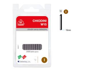 Chiodini W15 per fissatrici - senza testa - 15 mm - acciaio - conf. 2000 pezzi - Romeo Maestri - 1130820 - 8005231465040 - DMwebShop