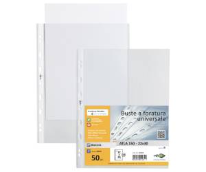 Buste forate Atla - pesante buccia - 22 x 30 cm - trasparente - conf. 50 pezzi - Sei Rota - 662219 - 8004972012841 - DMwebShop