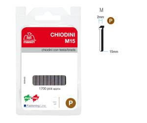 Chiodini M15 per fissatrici con testa 15 mm acciaio - 3855