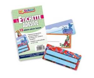 Etichetta adesiva segnanome 6,3 x 8 cm fantasie assortite busta 12 pezzi - 1471