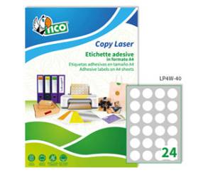 Etichette adesive LP4 W in carta con margini permanenti diametro 40 mm bianco 100 fogli - 1739
