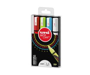 Marcatore a gesso liquido Uni Chalk Marker punta tonda 1,8,2,5 mm busta 4 pezzi - 3652