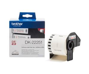 Rotolo etichetta continua carta adesiva rosso bianco 62mm x 15,26 mt DK - 22251,5682