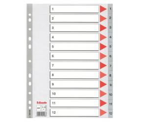 Separatore numerico 1,12 PP A4,22,5x29,7 cm grigio - 387