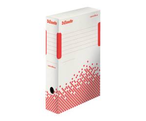 Scatola archivio Speedbox - dorso 8 cm - 35 x 25 cm - bianco e rosso - conf. 25 pezzi - Esselte - 623985 - 4049793028026 - DMwebShop