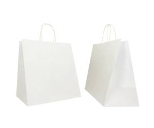 Shopper in carta maniglie cordino - 32 x 20 x 33 cm - bianco - conf. 25 sacchetti - Mainetti Bags - 072987 - DMwebShop