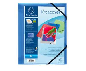 Cartella personalizzabile Kreacover - con elastico - PP - 24 x 32 cm - blu trasparente - Exacompta - 55182E - 3130630551829 - DMwebShop