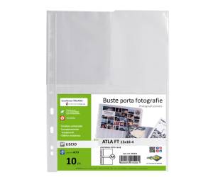 Buste forate Atla FT - porta foto e cartoline - 4 spazi - 13 x 18 cm - trasparente - conf. 10 pezzi - Sei Rota - 662522 - 8004972015200 - DMwebShop
