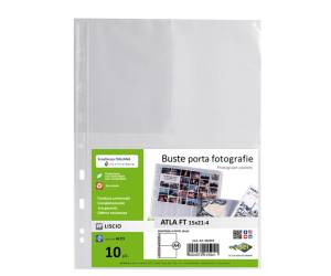 Buste forate Atla FT - porta foto e cartoline - 4 spazi - 15 x 21 cm - trasparente - conf. 10 pezzi - Sei Rota - 662533 - 8004972015941 - DMwebShop