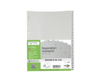 Separatore numerico 1,31 Record R PP 21 x 29,7 cm A4 grigio - 4385