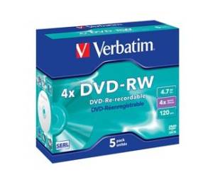 Scatola 5 DVD-RW - Jewel Case - serigrafato - 4,7 Gb - Verbatim - 43285 - 23942432852 - DMwebShop