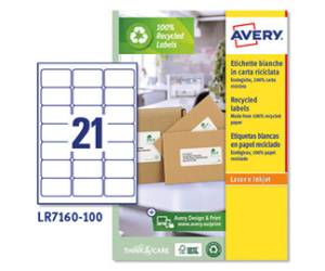 Etichette per buste e pacchi in carta riciclata - bianca - 63,5 x 38,1 mm - 100 fogli - Avery - LR7160-100 - 5014702815058 - DMwebShop
