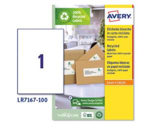 Etichette per buste e pacchi in carta riciclata - bianca - 199,6 x 289,1 mm - 100 fogli - Avery - LR7167-100 - 5014702815102 - DMwebShop