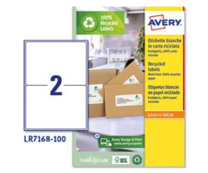 Etichette per buste e pacchi in carta riciclata - bianca - 199,6 x 143,5 mm - 100 fogli - Avery - LR7168-100 - 5014702815096 - DMwebShop