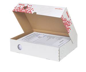 Scatola archivio Speedbox dorso 8 cm 35 x 25 cm apertura totale bianco e rosso - 9271