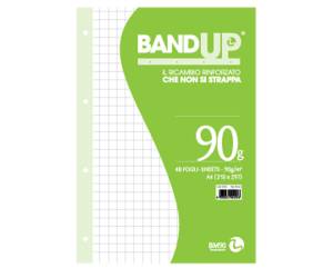 Ricambi BandUp forati rinforzati - A4 - quadretto 10 mm - 40 fogli - 90 gr - BM - 0105497 - 8008234054976 - DMwebShop