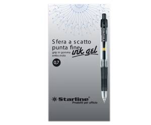 Penna a sfera a scatto con inchiostro gel punta fine 0,7 mm nero - 9876