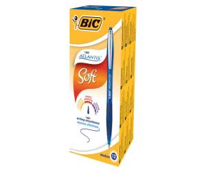 Penne a sfera a scatto Atlantis Soft punta 1 mm blu clip in metallo - 10001