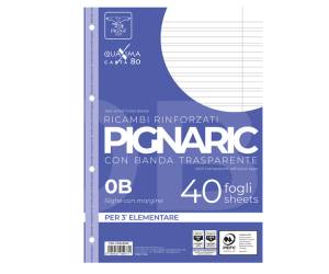 Ricambi forati rinforzati ric A4 rigo di 3a 40 fogli 80 gr - 9314