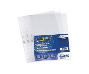 Buste forate L'originale Top liscio - 22 x 30 cm - trasparente - conf. 25 pezzi - Favorit - 100460118 - 8006779993408 - DMwebShop