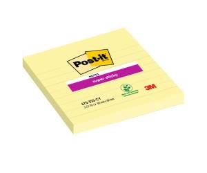 Blocco foglietti Super Sticky - giallo Canary - 101 x 101 mm - a righe - 70 fogli - conf. 3 pezzi - Post-it - 7100234641 - 51141998817 - DMwebShop