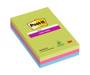 Blocco foglietti Super Sticky rettangolari 660,3SSUC a righe 101 x 152 mm colori Ultra 90 fogli - 6221