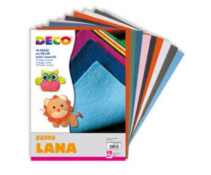 Panno lana - 20 x 30 cm - colori assortiti - conf. 10 pezzi - Deco - 1571 - 8004957001891 - DMwebShop