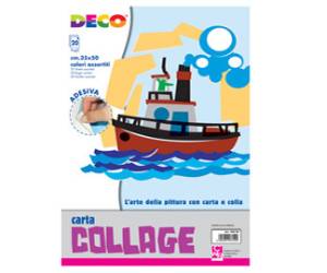 Album collage 35 x 50 cm 20 fogli carta rasata adesiva colori assortiti - 7444