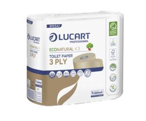 Carta igienica EcoNatural 4.3 Plastic Free - 3 veli - 270 strappi - pacco 4 rotoli - Lucart 811C54 - 811C54J - 8059399001022 - DMwebShop