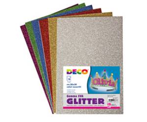 Gomma Crepp Glitter - 20 x 30 cm - colori assortiti - busta 10 fogli - Deco - 12377 - 8004957123777 - DMwebShop