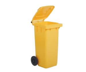 Bidone carrellato per raccolta differenziata 240 lt giallo Mobil Plastic - 24748