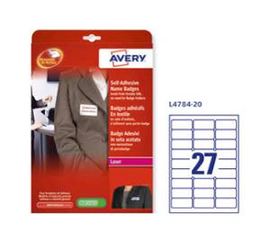 Etichette badge in seta acetata angoli arrotondati laser rimovibili 25 fogli 63,5 x 29,6 mm bianco - 22045