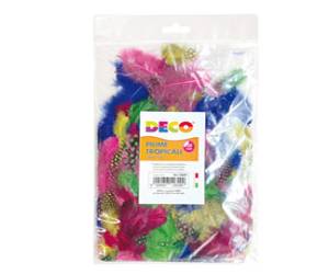 Piume tropicali dimensione 50,100 mm colori assortiti - 21327