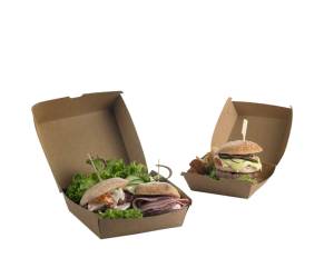 Scatole per hamburger Street Food in carta kraft 16 x 16 x 9 cm - 24362