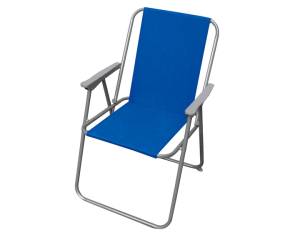 Sedia pieghevole Relax 76 x 47 x 53 cm acciaio verniciato PVC blu - 25038