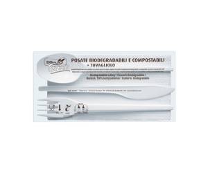 Tris posate in estabio con tovagliolo 2 veli - 23586