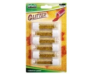 Porporina glitter - 2 gr - oro - conf. 6 tubi - Lebez - 5134-O - 8007509513408 - DMwebShop