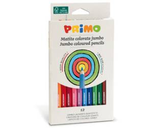 Matite colorate Jumbo diametro mina 5 - 5 mm colori assortiti astuccio 12 matite Primo 510MAXI12E - 10989