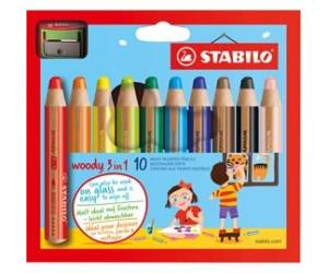 Matite colorate Woody 3 in 1 mina 10 mm con temperino colori assortiti - 11010