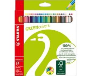 Pastelli colorati Green Colours diametro mina 2,5 mm colori assortiti astuccio 24 pezzi - 10958