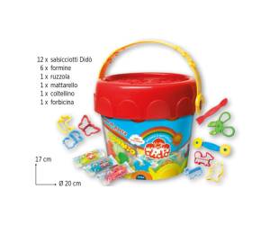 Pasta modellabile medio - secchiello 12 salsicciotti con attrezzi - Dido - 397800 - 8000144001620 - DMwebShop