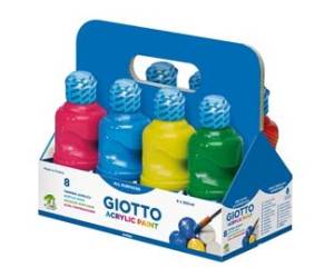 Tempera pronta acrilica 250 ml colori assortiti schoolpack 8 flaconi - 10393