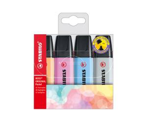 Evidenziatore Boss Pastel - colori assortiti - tratto 2 - 5 mm - astuccio 4 pezzi - Stabilo - 70/4-4 - 4006381567374 - DMwebShop